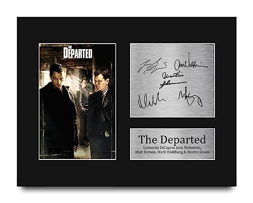 HWC Trading The Departed Gifts Signed Printed Autograph Leonardo DiCaprio Matt Damon Jack Nicholson Mark Wahlberg Martin Sheen Photo Display - US Letter Size