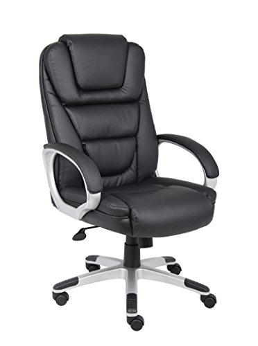 Boss Office Products High Back No Tools Required LeatherPlus Chair in Black
