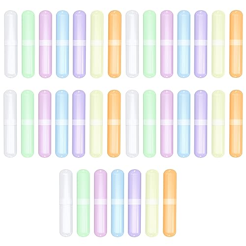 MANSHU 35 Pack Travel Toothbrush Case, Plastic Portable Toothbrush Holder for Traveling, Camping, Business, Home, School.