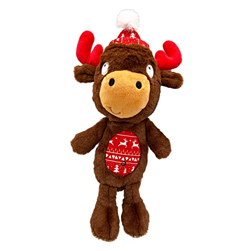 Huxley & Kent Slappies for Dogs | Mistletoe Moose (Small) | Christmas Holiday Dog Toy | Squeak & Shake Dog Toy | No Stuff Tummy with Squeaky TPR Ball in Head | Simulates Hunting Nature for Dogs