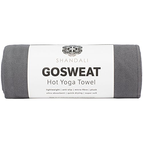 Shandali Hot Yoga Towel - SUEDE - 100% Microfiber, Super Absorbent, Bikram Yoga Mat Towel - Exercise, Fitness, Pilates, and Yoga Gear - Gray 26.5' x 72'
