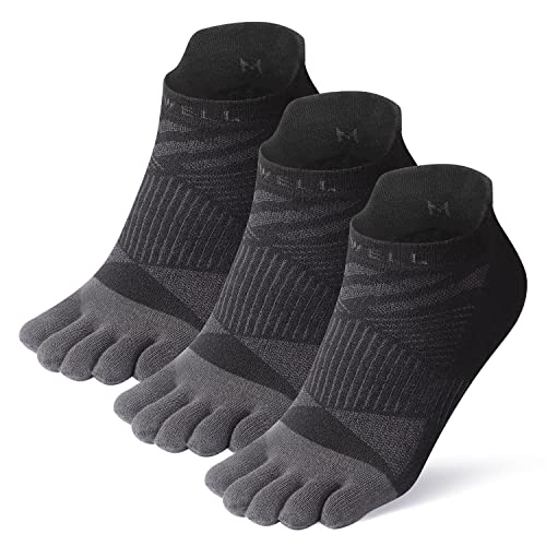 VWELL Womens Toe Socks Coolmax Running Five Finger Socks Athletic Ankle Five Toe Socks Breathable Lightweight 3Pairs