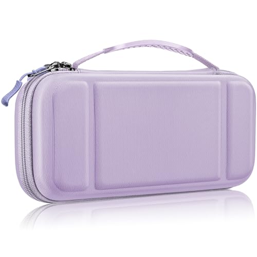 Fintie Carrying Case for Nintendo Switch OLED Model 2021/Switch 2017, [Shockproof] Hard Shell Protective Cover Travel Bag w/10 Game Card Slots for Switch Console Joy-Con & Accessories, Lilac Purple
