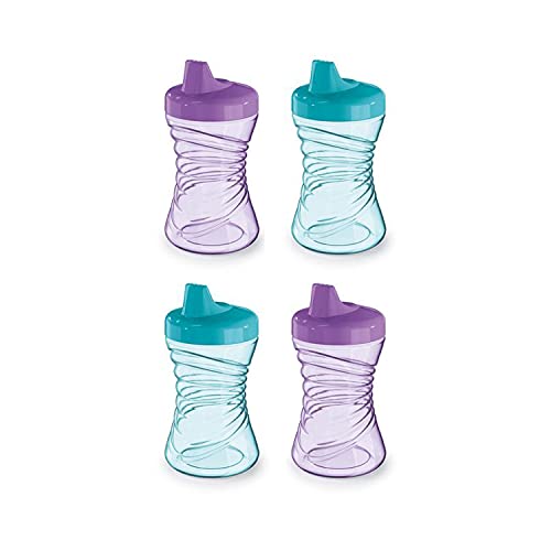 NUK Fun Grips Hard Spout Spill Proof Sippy Cup, 10 oz. – Easy to Hold Toddler Cup, 4pk – BPA Free, Spill Proof Sippy Cup