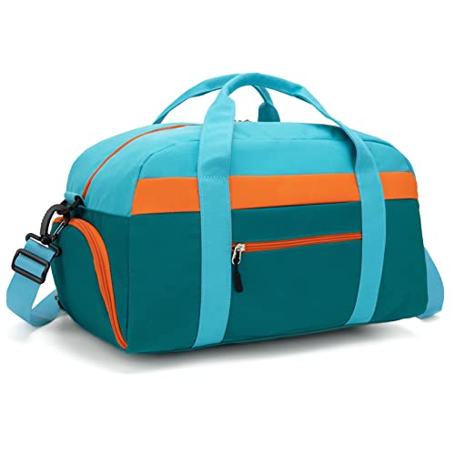 HawLander Kids Duffle Bag for Boys or Girls, Fit School Practice, or Overnight Travel (Blue Green)