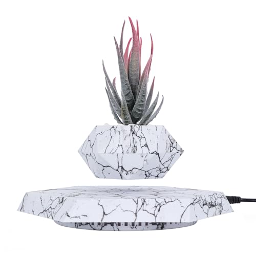 YISUIPU Levitating Plant Pots Floating Hanging Planter for Small Plants. Elevate Your Space Level with The Floating Plant Pot – Stunning Home and Office Decor (White)