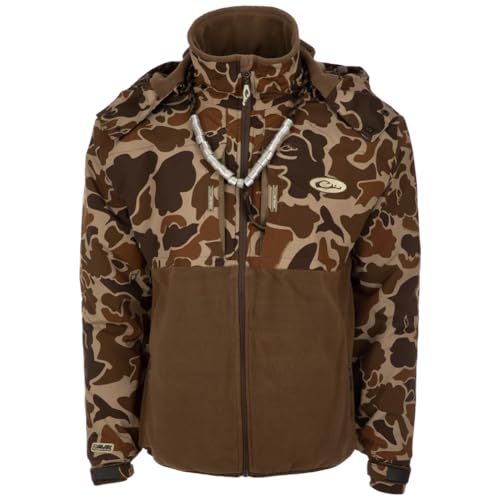 Drake Waterfowl Guardian Flex Fleece Eqwader Full Zip w/Hood Old School Xlarge