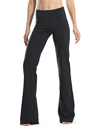 Safort 28' 30' 32' 34' Inseam Regular Tall Bootcut Yoga Pants, 4 Pockets, UPF50+, Black, L