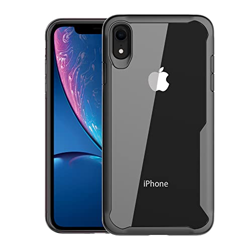Olixar Bumper Case for Apple iPhone XR, Shockproof Transparent Bumper Cover - Hard Slim Frame with Drop Protection - Anti-Scratch Clear Back - NovaShield - Black