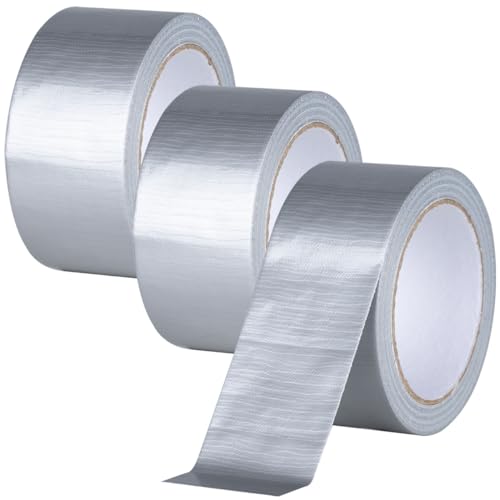 XUXU 3 Pack Duct Tape Heavy Duty Waterproof Silver Duct Tape, Strong Adhesive Duct Tape Bulk for Indoor Outdoor Repairs Tear by Hand, 60 Yards x 2 Inch Total