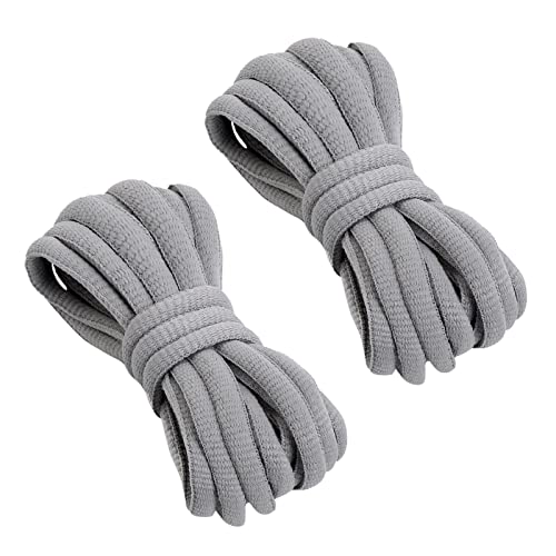 VSUDO 51' Oval Athletic Sneakers Shoelaces, Half Round Basketball Shoe Laces, Running Shoestring or Sport Shoes Laces [2 Pairs-Light Gray-130CM]