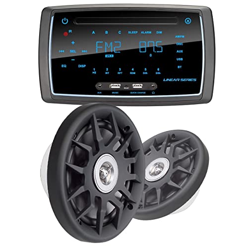 MAGNADYNE RV6200 AM/FM/BT/DVD Wall Mount RV Stereo & MAGNADYNE WR6LS-B 6-1/2” Woofer Cone 2-Way Speakers