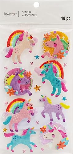 Recollections Unicorn Brights 18 pc Stickers Rainbow Flower Star