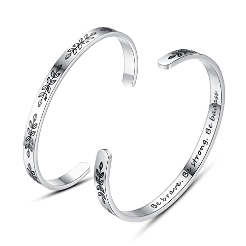 TONY & SANDY Badass Women Gifts Be Brave Be Strong Be Badass Strength Bracelet Teen Girls Teenage Female Inspirational Anxiety Jewelry Motivational Cuff Christmas Gifts Mom Daughter Friend