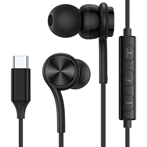 USB C Headphones Earbuds,USB Type C Wired Magnetic Noise Canceling in-Ear Headset with Microphone for iPad Pro iPhone 15 Pro Max Plus Samsung Galaxy S23+ S22 S21 S20 FE Ultra Note 10 20 Pixel 7 6 5 4
