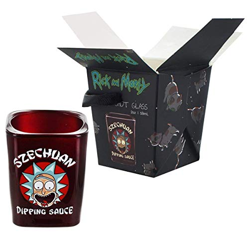 Rick and Morty Szechuan Dipping Sauce Shot Glass - Novelty Collectible Drinking Glasses - Perfect for Birthdays, Holidays, House Warming Parties, 2 fluid ounces