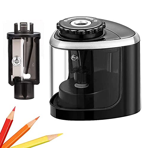 Aogwat Pencil Sharpener Electric Pencil Sharpeners, Portable Pencil Sharpener Kids, Blade to Fast Sharpen, Suitable for No.2/Colored Pencils(6-8mm)/School/Classroom/Office/Home (Black)