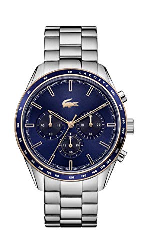 Lacoste Boston Men's Chronograph Stainless Steel and Link Bracelet Casual Watch, Color: Silver (Model: 2011081)