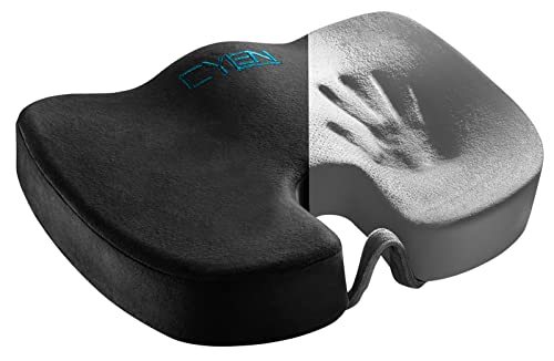 CYLEN Home-Memory Foam Rayon Made from Bamboo Charcoal Infused Ventilated Orthopedic Seat Cushion for Car and Wheel Chair - Washable & Breathable Cover (Black)