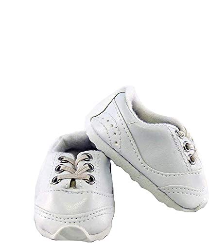American Fashion World White Sporty No Tie Sneakers for 18-Inch Dolls | Premium Quality & Trendy Design | Dolls Shoes | Shoe Fashion for Dolls for Popular Brands