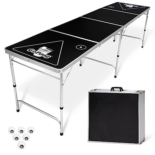 GoPong 8 Foot Portable Beer Pong / Tailgate Tables (Black, Football, American Flag, or Custom Dry Erase)