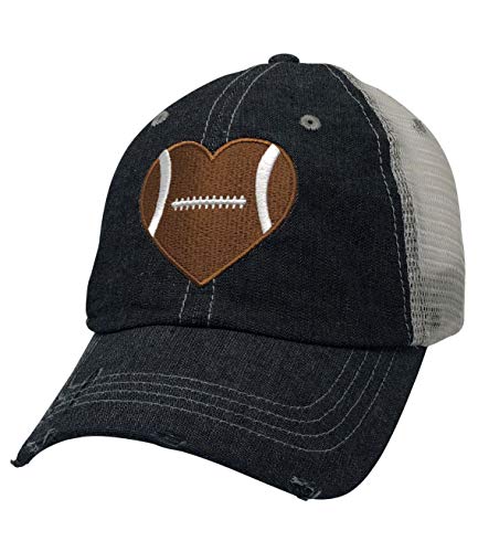 Cocomo Soul Womens Football Heart Hat | Football Hat for Women | Football Mom Hat 500 Dark Grey