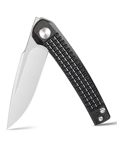 XTOUC Folding Pocket Knives, D2 Steel Sharp Blade EDC Knife, Anti Slip G10 Handle, Front Flipper Opening Knife, Deep Carry Pocket Clip, Outdoor Camping Small Knives for Men and Women XT01A
