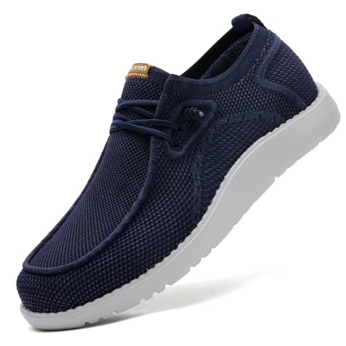 ITAZERO Men's Wide Walking Shoes Slip-on Loafers Shoes for Men Wide Width Navy Blue 12