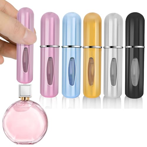 iDeep Refillable Perfume Atomizer Bottle, 5Pcs Portable 5ml Mini Refillable Perfume Spray Scent Pump Case Perfume Dispenser Pump Transfer Tool for Travel