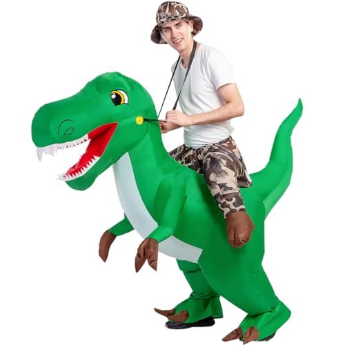 GOOSH Inflatable Costume for Adults, Halloween Costumes Men Women Dinosaur Rider, Blow Up Costume for Unisex Godzilla Toy