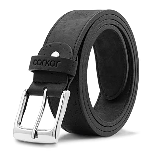 Corkor Men's Cork Belt 35mm Wide Vegan Product Black Color Large Size