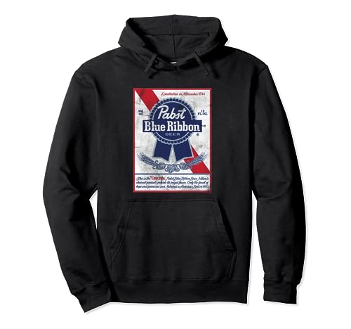 Pabst Blue Ribbon Distressed Beer Can Original Label Pullover Hoodie