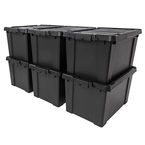 IRIS USA 6 Pack 76qt/19gal Heavy-Duty Storage Plastic Bin Tote Container, Black