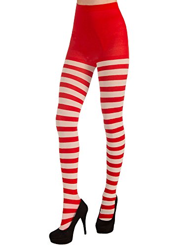Forum Novelties Women's Adult Christmas Striped Tights, Red/White, One Size