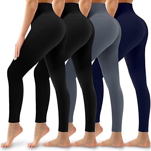 4 Pack Leggings for Women Butt Lift High Waisted Tummy Control No See-Through Yoga Pants Workout Running Leggings