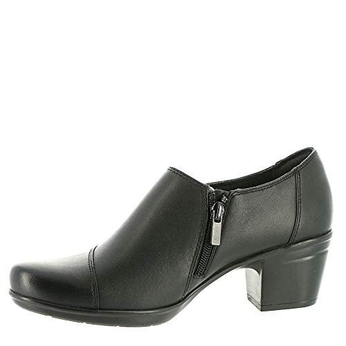 Clarks Women's Emslie Warren Slip-on Loafer,Black Leather,8 W US