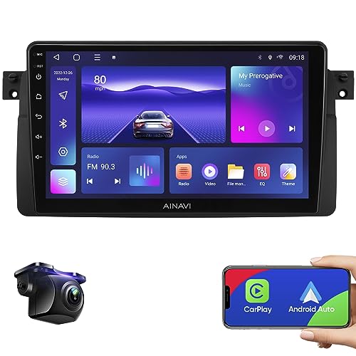 for BMW E46 Radio Upgrade - Built-in Apple CarPlay Android Auto MirrorLink Airplay 9 inch BMW 3 Series 1999-2005 Touch Screen Car Stereo with Bluetooth GPS Navigation Backup Camera 5GWiFi FM/AM 3+32G