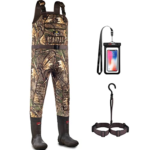 D DRYCODE Chest Waders for Men, Neoprene Fishing Waders with 600G Boots, Waterproof Insulated Camo Duck Hunting Waders