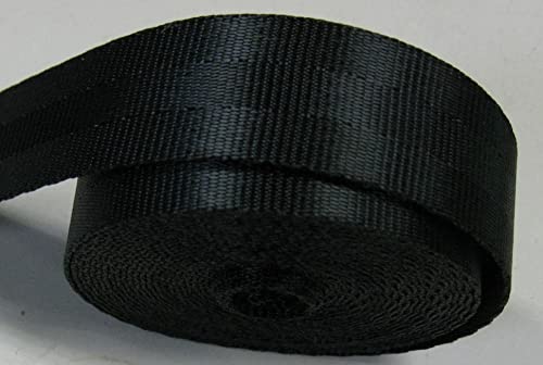 MTP 1'/1.5'/ 2' x 5/10 Yards Seat-Belt Black Polyester Webbing Strap Repair 3 Panel 2500 lbs Heavy Duty Backpack (1' x 10 Yards)