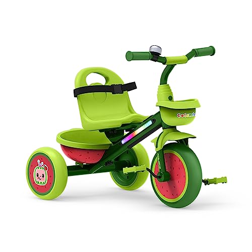 Jetson CoComelon Light-Up Trike, Front and Rear Baskets, Multi-Colored LED Lights, Seatbelt and Bell, Green, Ages 2-4