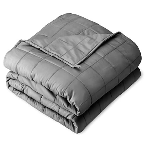 Bare Home Weighted Blanket Twin or Full Size 7lb (40' x 60') - All-Natural 100% Cotton - Premium Heavy Blanket Nontoxic Glass Beads (Light Grey, 40'x 60')