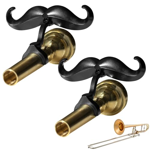 [2 Pack] Clip-On Mustache For Trombones & Euphoniums - Includes Protective Case - Fits All Large Shank Mouthpieces - Perfect Accessory For Young Musicians - Mouthpiece Not Included