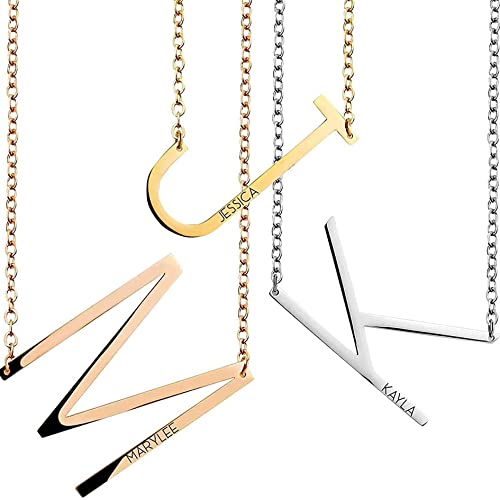 Sideways Initial Necklace Women Letter her Birthday Gift Personalized Jewelry MignonandMignon Best Friend Gift Mother Of The Bride Necklaces for Mom from Daughter - LBIN