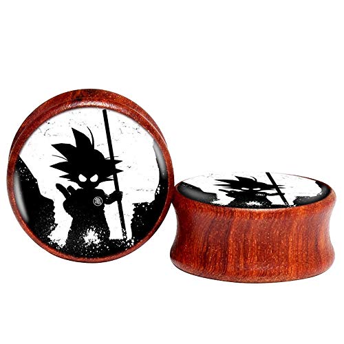 FLYUN Wood Ear Gauges Plugs Women Ear Stretcher Expander 8mm-25mm 0 00-1'' Anime Double Flared Saddle Plugs Piercing Men (00G (10m))