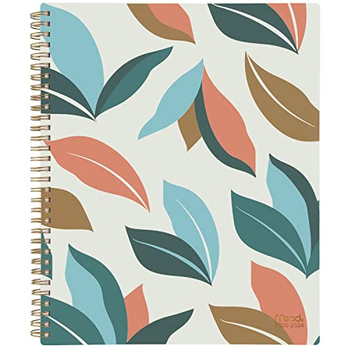 Mead 2023-2024 Academic Planner, Weekly & Monthly, 8 1/2' x 11', Large, Monthly Tabs, Flexible Cover, Palm Leaves (1317P-905A)