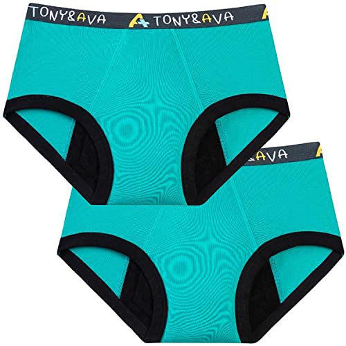 Tony & Ava Underwear for Girls, Leak Proof Potty Training Underwear, Highly Absorbent Material | Soft and Comfortable. (Teal-XS)