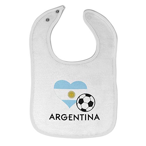 Toddler & Baby Bibs Burp Cloths Heart Flag Soccer Ball Argentinian Soccer Argentina Football Cotton Baby Items for Baby Girl & Boy White Design Only