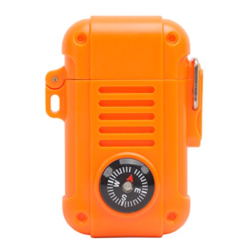UST Wayfinder Lighter, Orange, with Piezo-Electric Ignition and Built-In Compass for Backpacking, Hunting and Hiking