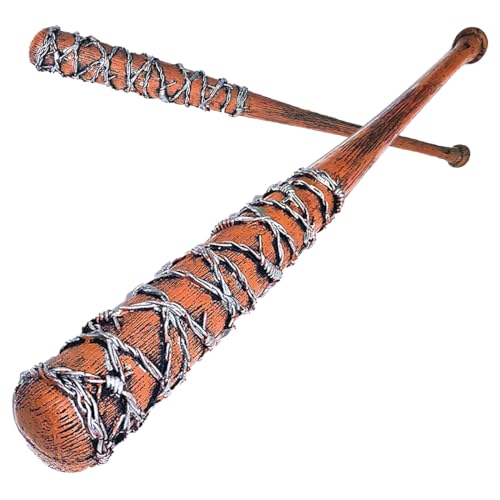 ARLEZA STORM Purge Baseball Negan Bat Prop - Barb Wire Foam Bats Halloween Fake Weapons - TWD Stickers - The Walking Dead Gifts and Costume Brown