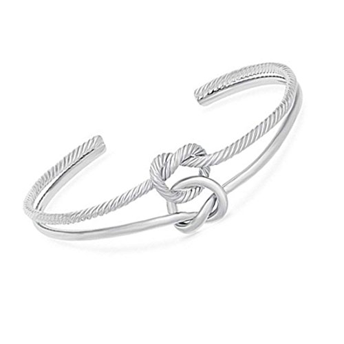 REEBOOO Rose Gold Love Knot Bracelet, Tie The Knot Cuff Bracelet,Maid of Honor Gift,Bridesmaid Jewelry Set or Single (Silver)